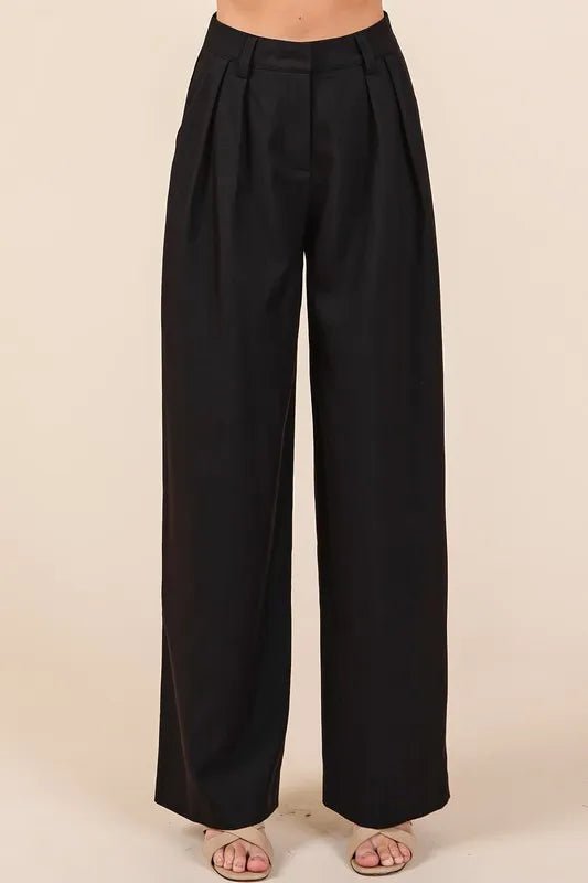 Mittoshop Pintuck Detail High Rise Pants for Chic Style - Love Salve 