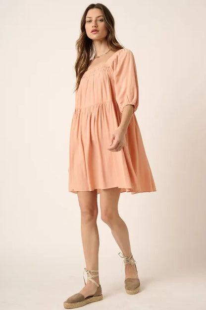 Mittoshop Pintuck Detail Tie Back Mini Dress for Women - Love Salve 
