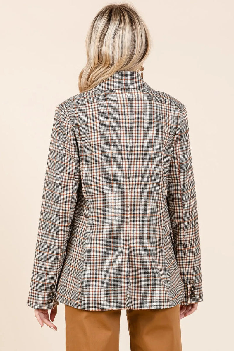 Mittoshop Plaid Double Breasted Relaxed Fit Blazer - Love Salve