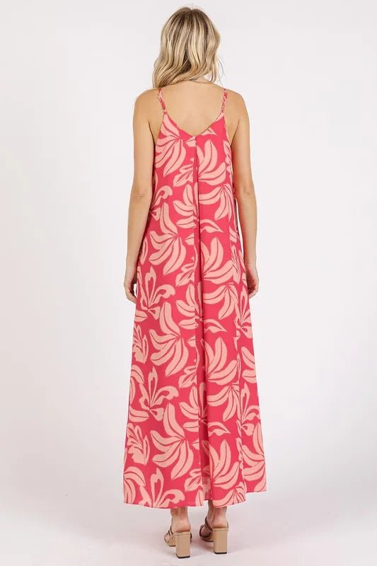 Mittoshop Printed V-Neck Maxi Cami Dress with Pockets - Love Salve 