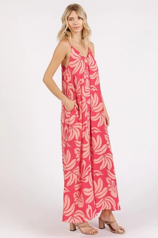 Mittoshop Printed V-Neck Maxi Cami Dress with Pockets - Love Salve 