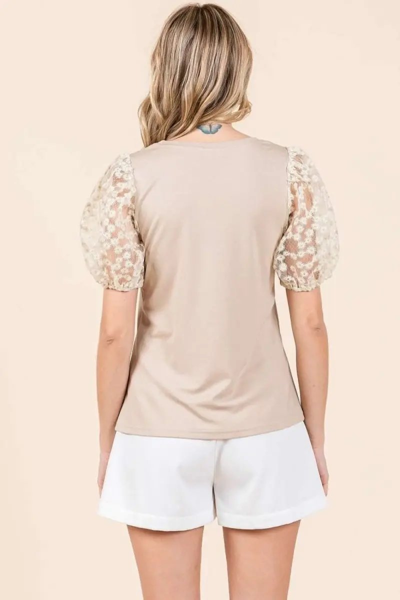 Mittoshop Round Neck Puff Short Sleeve Top - Love Salve 