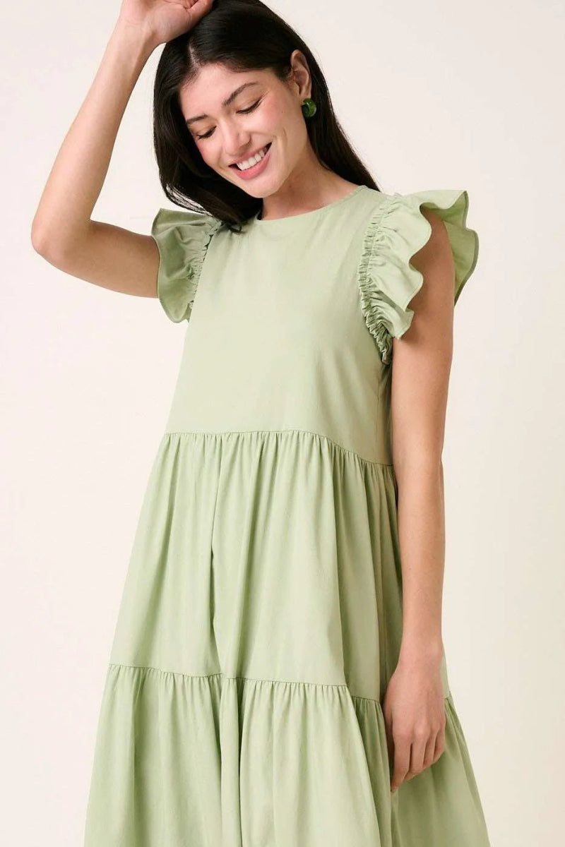 Mittoshop Ruffle Short Sleeve Tiered Maxi Dress for Women - Love Salve 