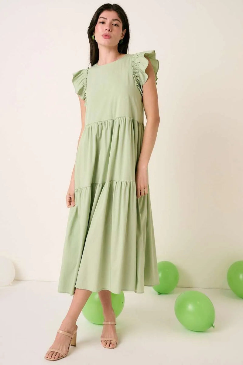 Mittoshop Ruffle Short Sleeve Tiered Maxi Dress for Women - Love Salve 