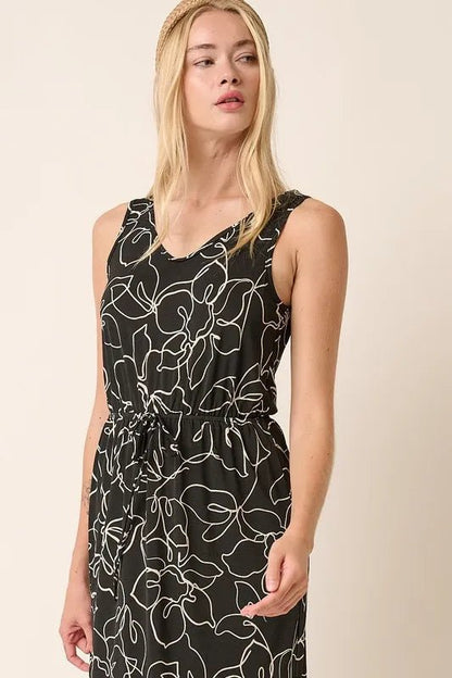 Mittoshop Side Slit Flower Print V-Neck Sleeveless Dress - Love Salve 