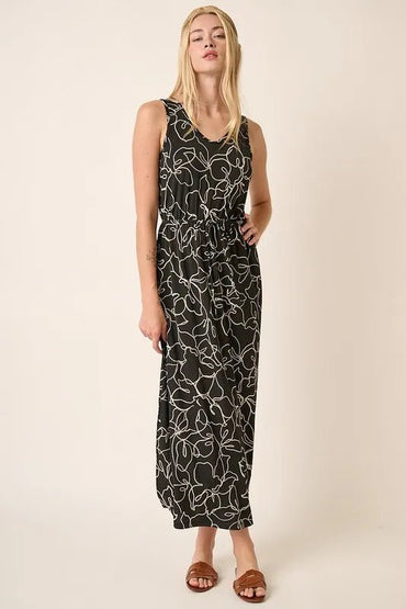 Mittoshop Side Slit Flower Print V - Neck Sleeveless Dress - Love Salve