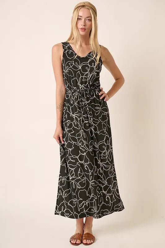 Mittoshop Side Slit Flower Print V - Neck Sleeveless Dress - Love Salve