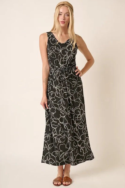 Mittoshop Side Slit Flower Print V-Neck Sleeveless Dress - Love Salve 