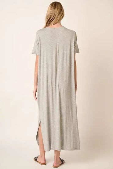 Mittoshop Side Slit Round Neck Short Sleeve Dress Casual - Love Salve