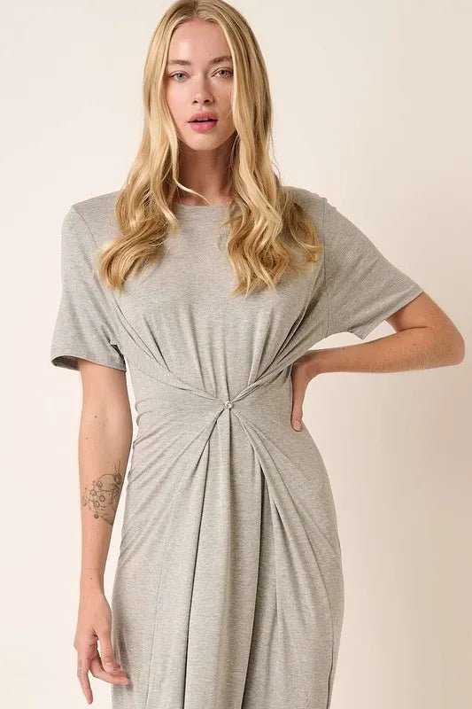 Mittoshop Side Slit Round Neck Short Sleeve Dress Casual - Love Salve 