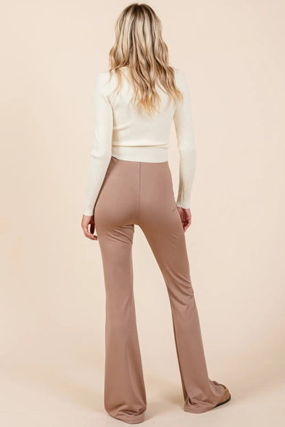 Mittoshop Stretchy Soft Elastic Waist Flare Pants for Women - Love Salve 