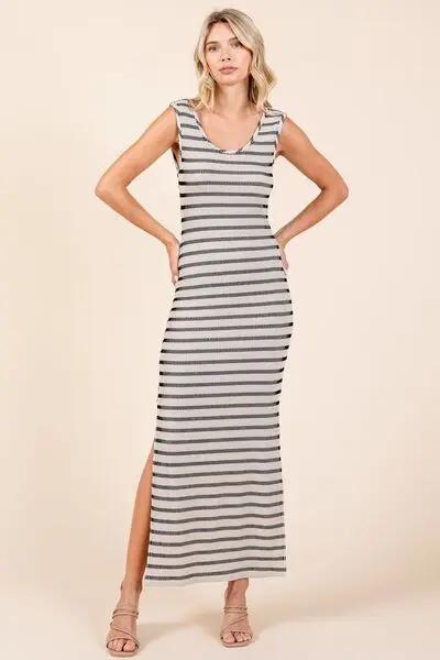 Mittoshop Striped Scoop Neck Sleeveless Maxi Dress for Women - Love Salve 