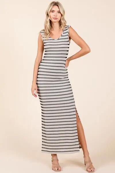 Mittoshop Striped Scoop Neck Sleeveless Maxi Dress for Women - Love Salve 