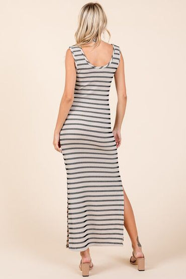 Mittoshop Striped Scoop Neck Sleeveless Maxi Dress for Women - Love Salve 