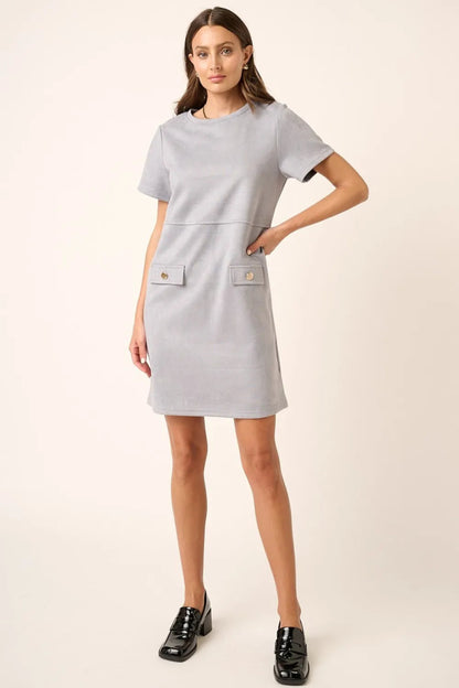 Mittoshop Suede Short Sleeve Mini Dress for Stylish Women - Love Salve
