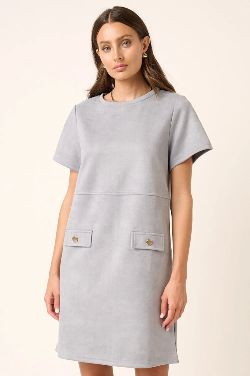 Mittoshop Suede Short Sleeve Mini Dress for Stylish Women - Love Salve