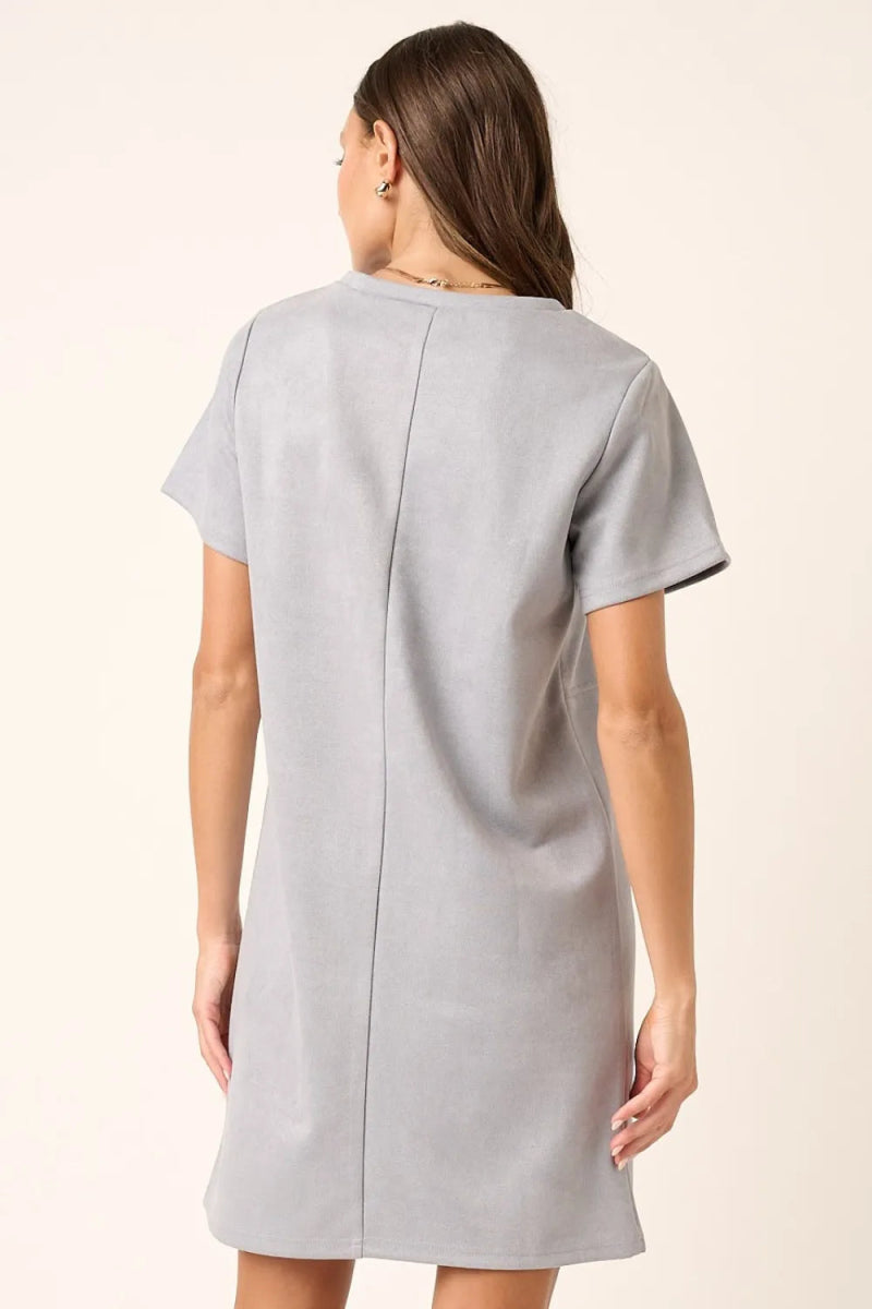 Mittoshop Suede Short Sleeve Mini Dress for Stylish Women - Love Salve 