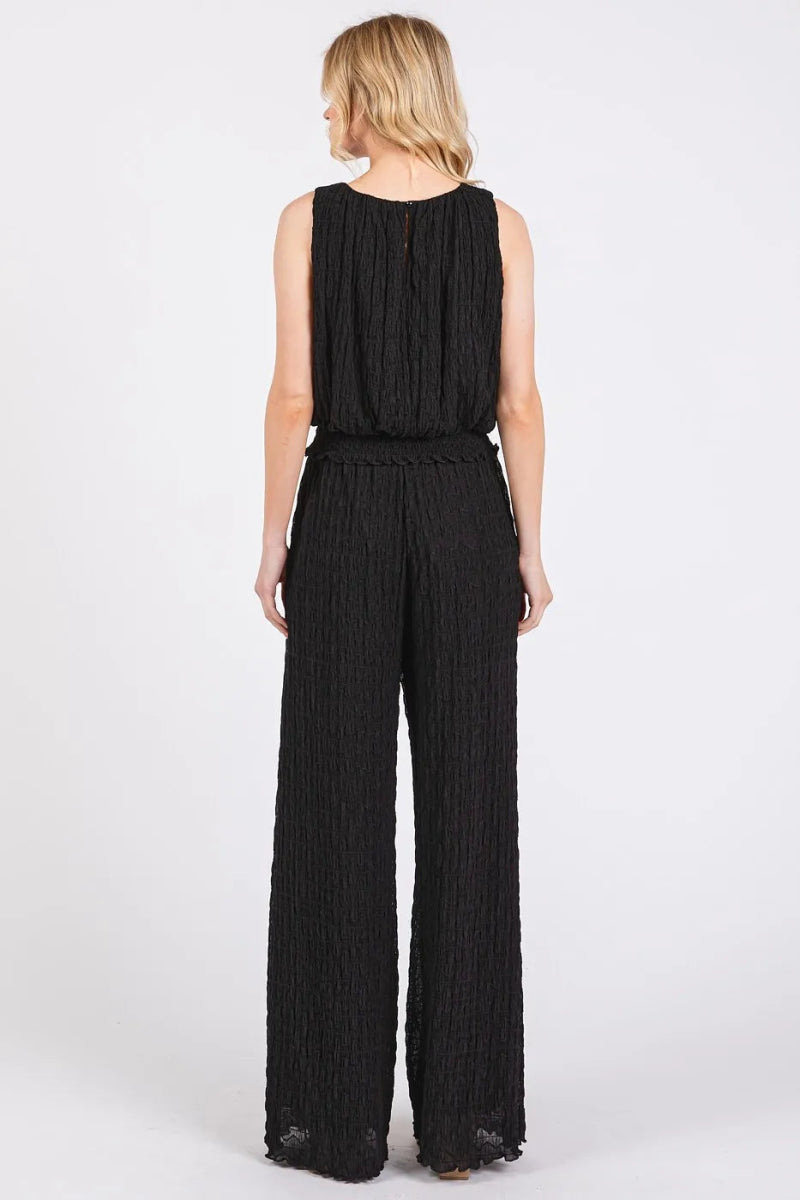 Mittoshop Textured Stretchy Crop Tank and Pants Set - Love Salve