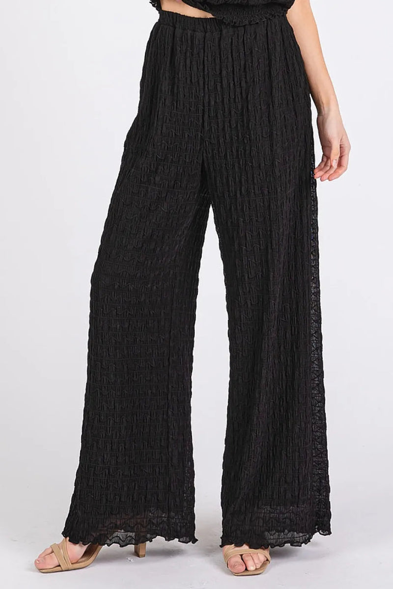 Mittoshop Textured Stretchy Crop Tank and Pants Set - Love Salve