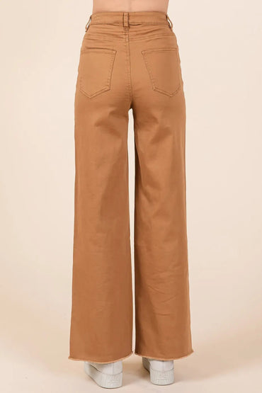 Mittoshop Twill High Waisted Button Fly Wide Leg Pants - Love Salve 