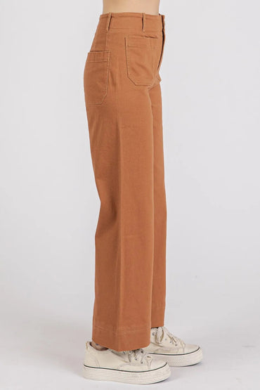 Mittoshop Twill Patch Pocket High Rise Wide Leg Pants - Love Salve 