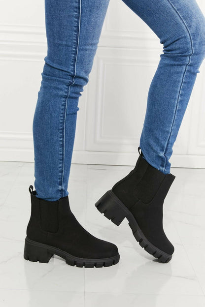 MMShoes Work For It Matte Lug Sole Chelsea Boots in Black - Love Salve