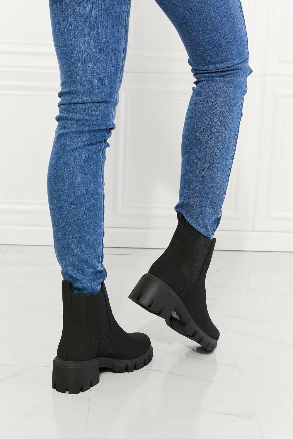 MMShoes Work For It Matte Lug Sole Chelsea Boots in Black - Love Salve