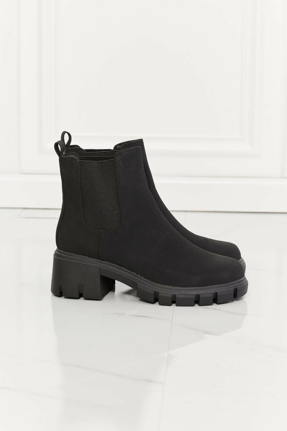 MMShoes Work For It Matte Lug Sole Chelsea Boots in Black - Love Salve