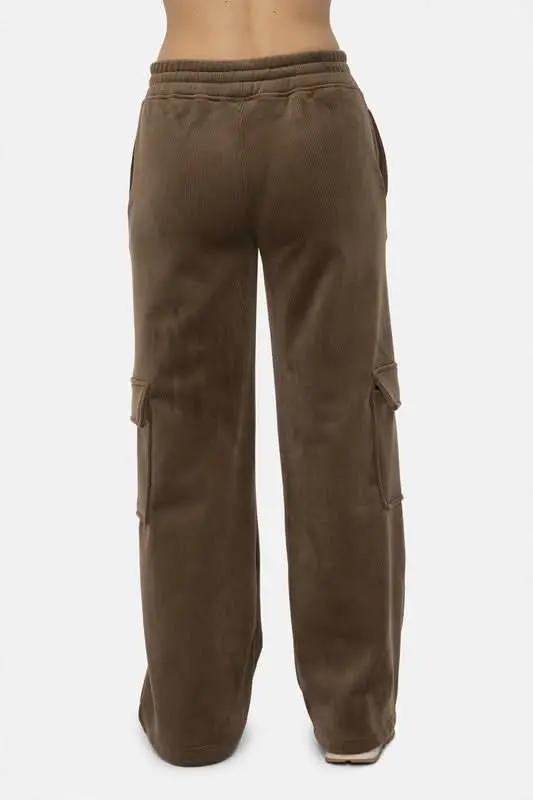 Mono B Elastic Waist Corduroy Cargo Pants - Love Salve 