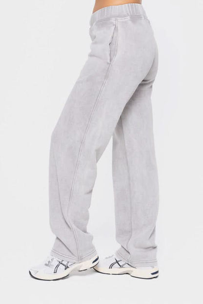 Mono B Elastic Waist Fleece Pants with Pockets - Love Salve 