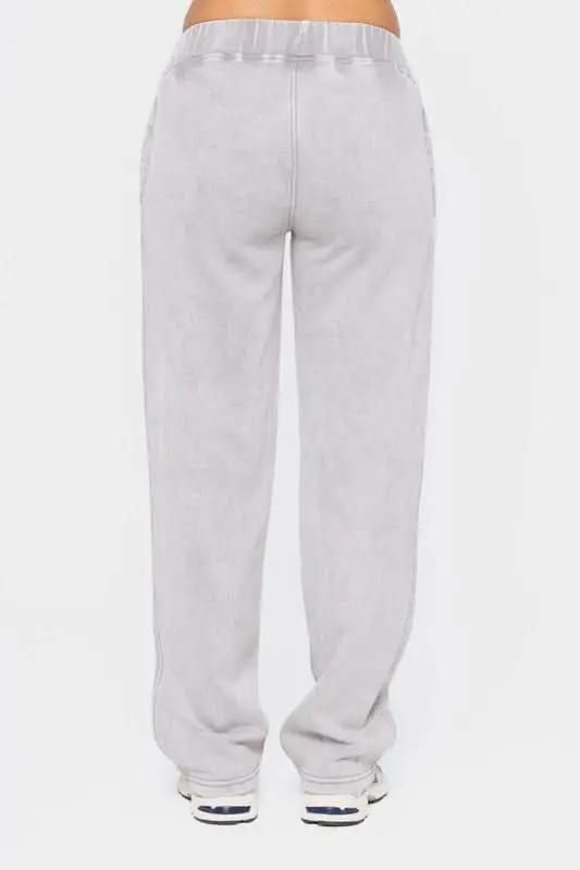Mono B Elastic Waist Fleece Pants with Pockets - Love Salve 