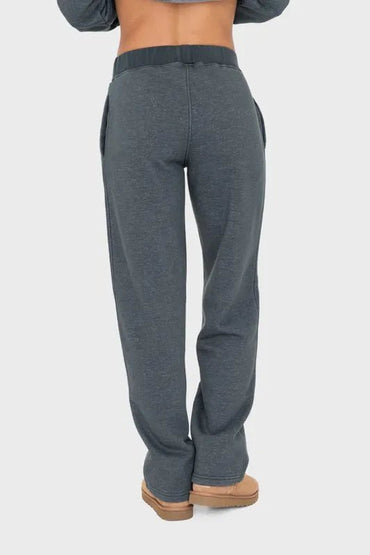 Mono B Elastic Waist Fleece Pants with Pockets for Comfort - Love Salve 