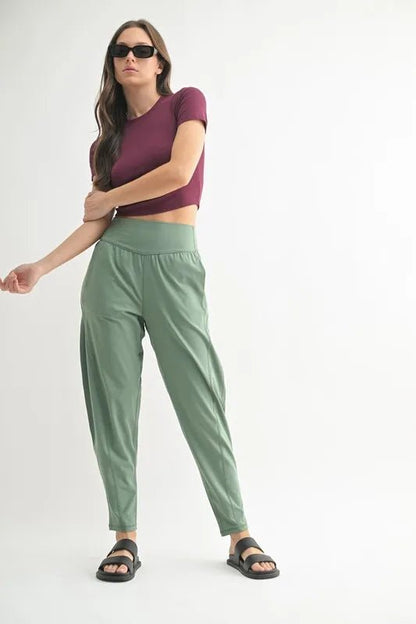 MONO B Flowbarrel High Waist Active Pants for Women - Love Salve