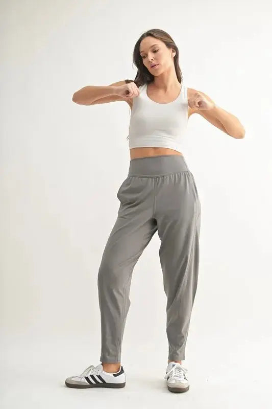 MONO B Flowbarrel High Waist Active Pants for Women - Love Salve 