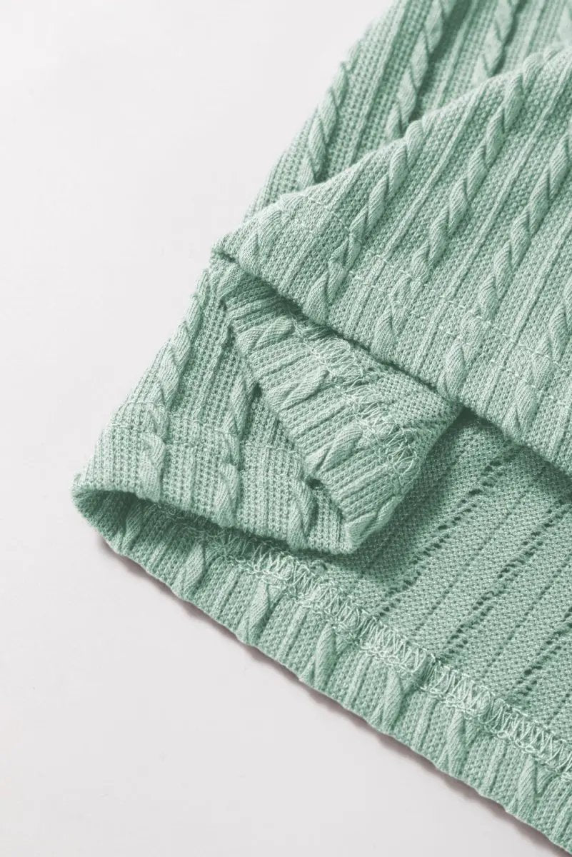 Moonlight Jade Solid Color Textured Flutter Sleeve Top for Women - Love Salve 