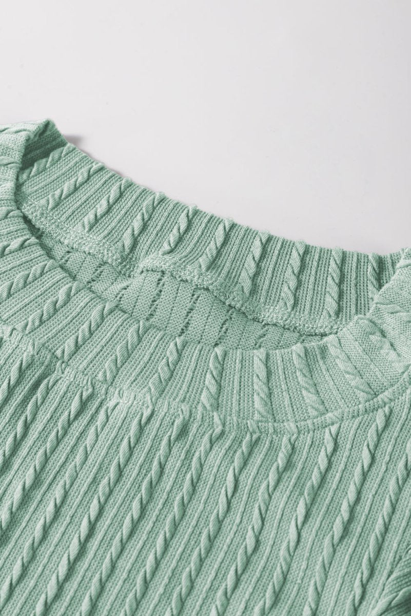 Moonlight Jade Solid Color Textured Flutter Sleeve Top for Women - Love Salve 
