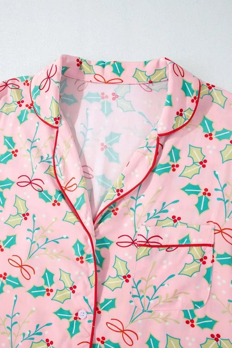 Multicolour Floral Christmas Pajamas Set - Love Salve 