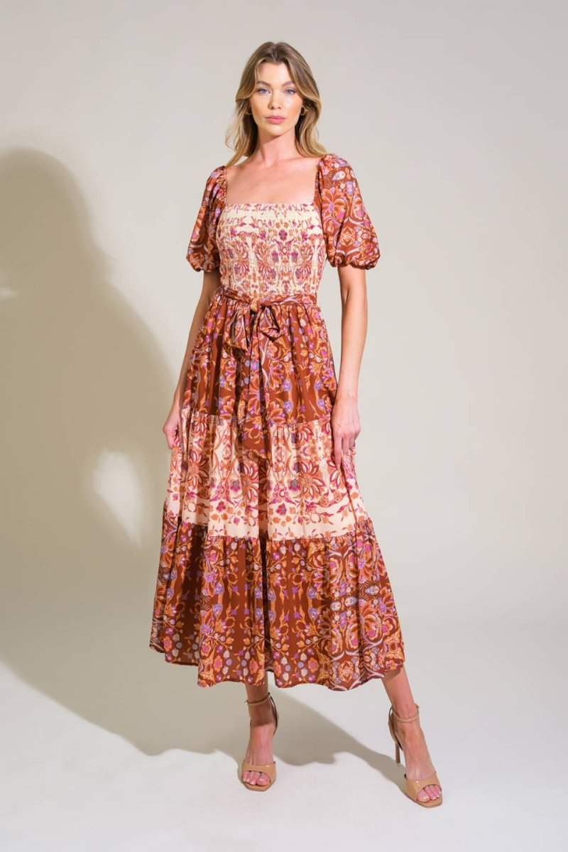 MUTED GARDEN WOVEN MIDI DRESS - Love Salve