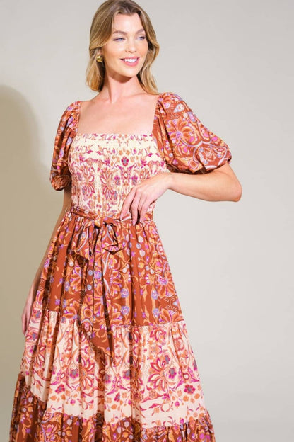 MUTED GARDEN WOVEN MIDI DRESS - Love Salve