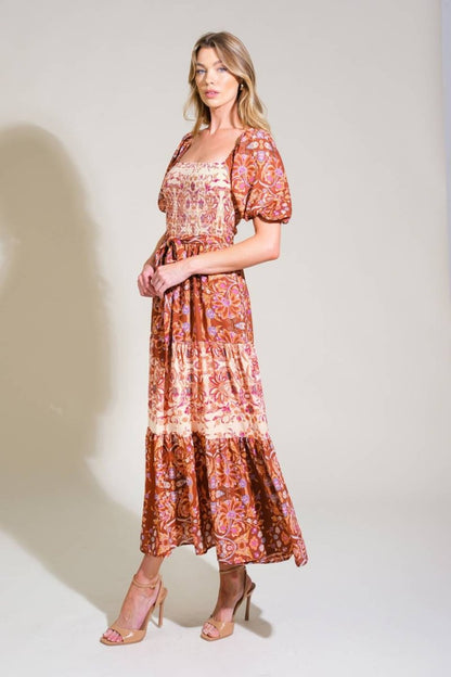 MUTED GARDEN WOVEN MIDI DRESS - Love Salve