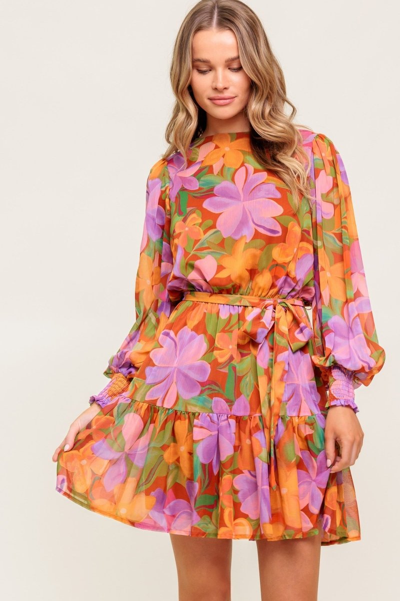 MUTED GARDEN WOVEN MINI DRESS - Love Salve