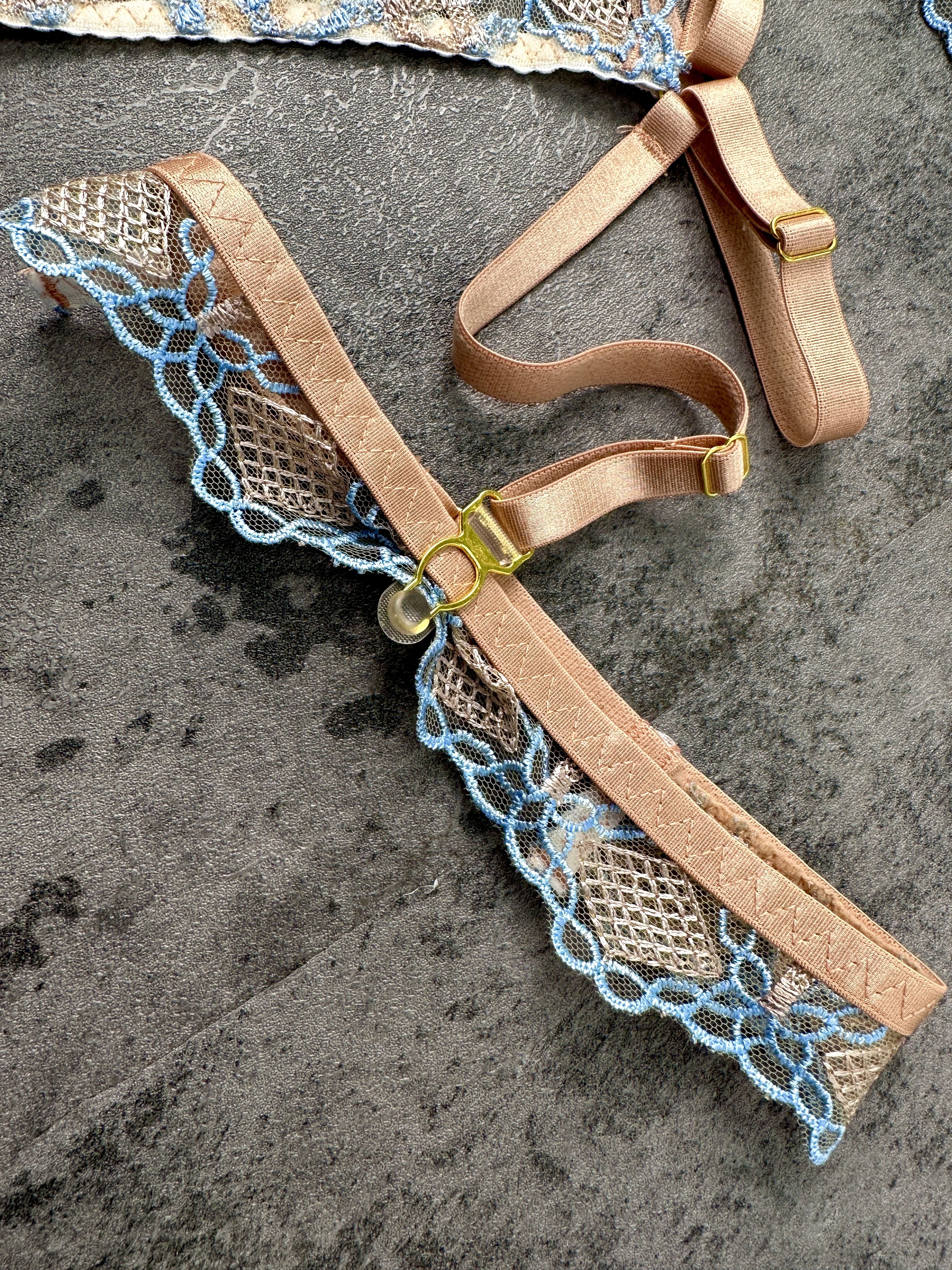 Sophia Blue & Beige Plaid Lingerie Set Hello.LA.Girl