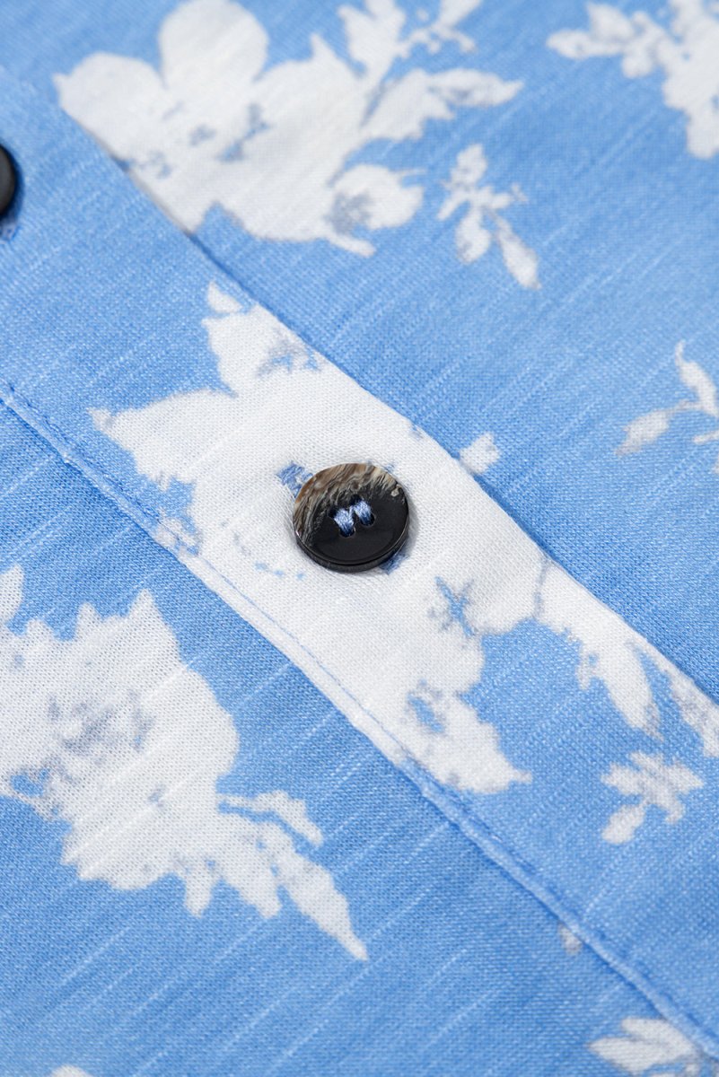 Myosotis Floral Print Half Button Wide Leg Relaxed Jumpsuit - Love Salve 