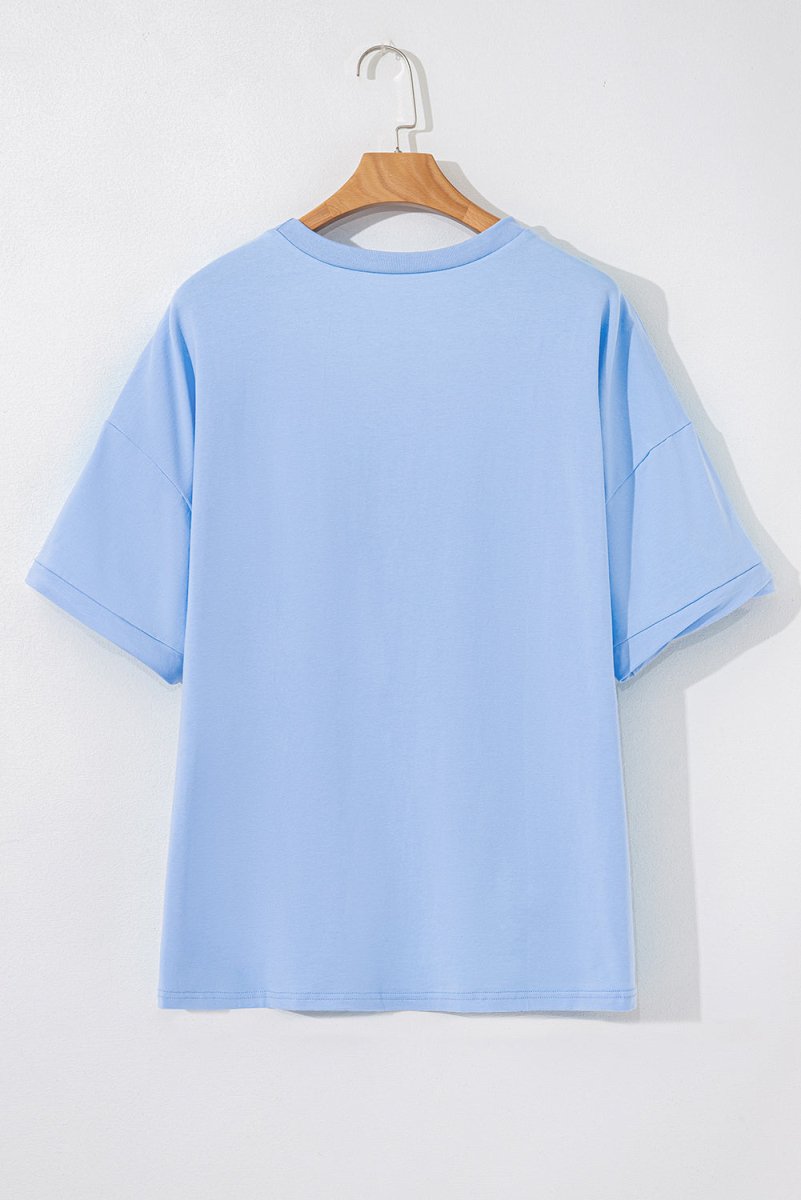 Myosotis Loose Half Sleeve Hi Low Hem T Shirt for Women - Love Salve 