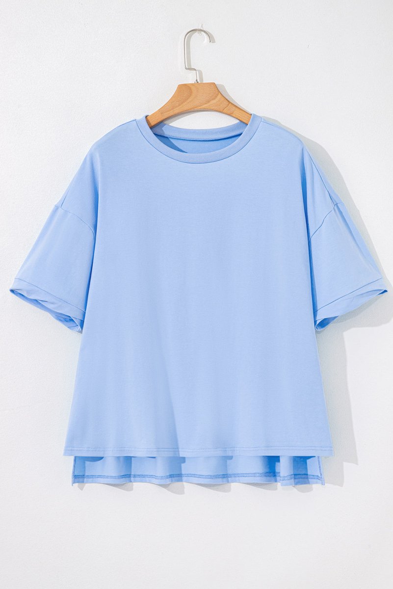 Myosotis Loose Half Sleeve Hi Low Hem T Shirt for Women - Love Salve 