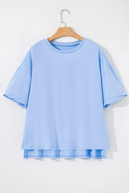 Myosotis Loose Half Sleeve Hi Low Hem T Shirt for Women - Love Salve 