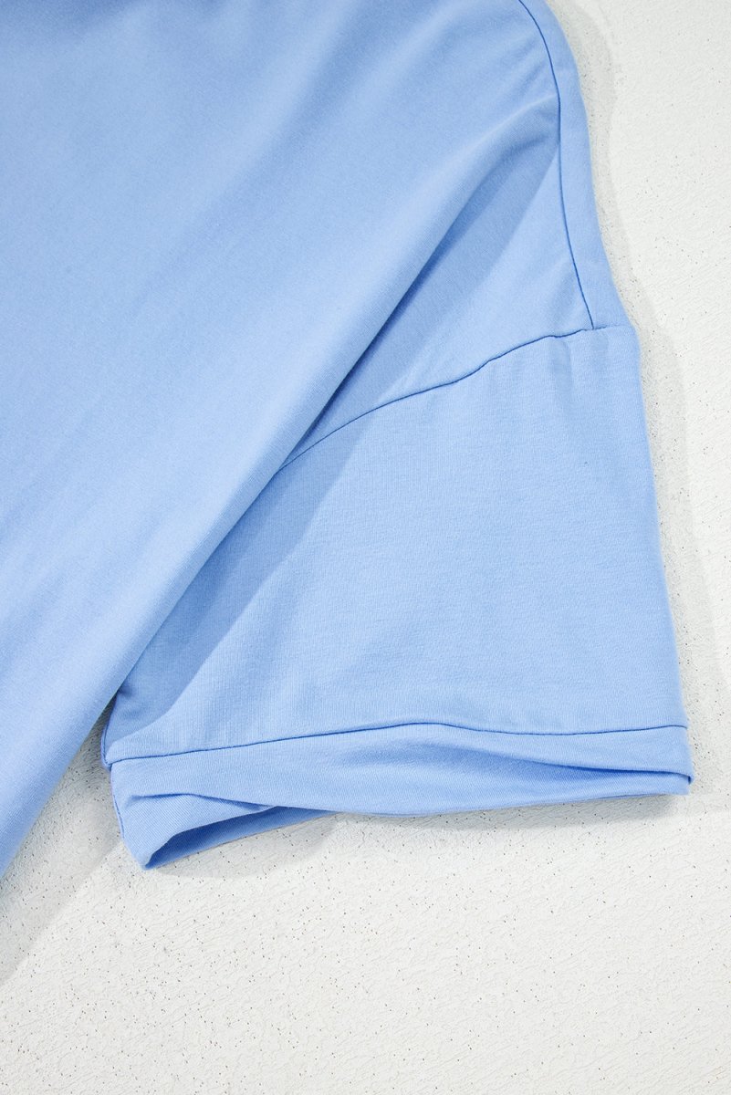 Myosotis Loose Half Sleeve Hi Low Hem T Shirt for Women - Love Salve 