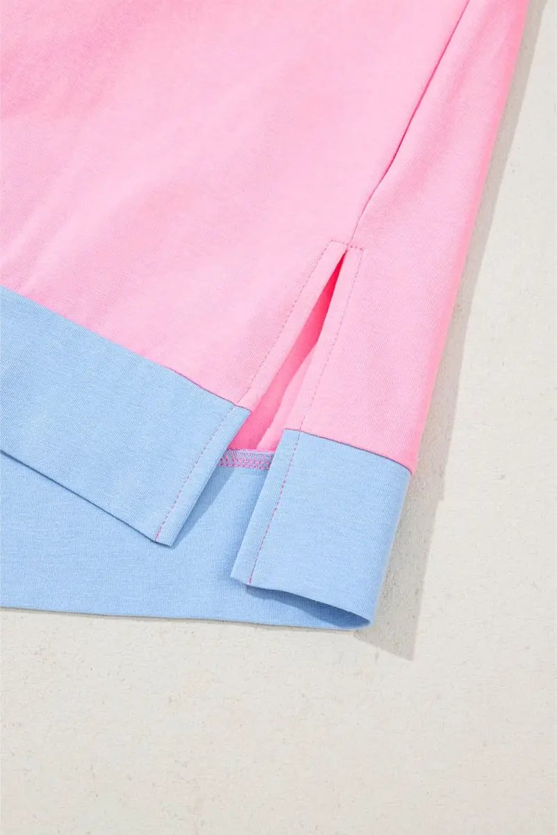 Myosotis Two Tone Half Buttons Collared T Shirt for Women - Love Salve 