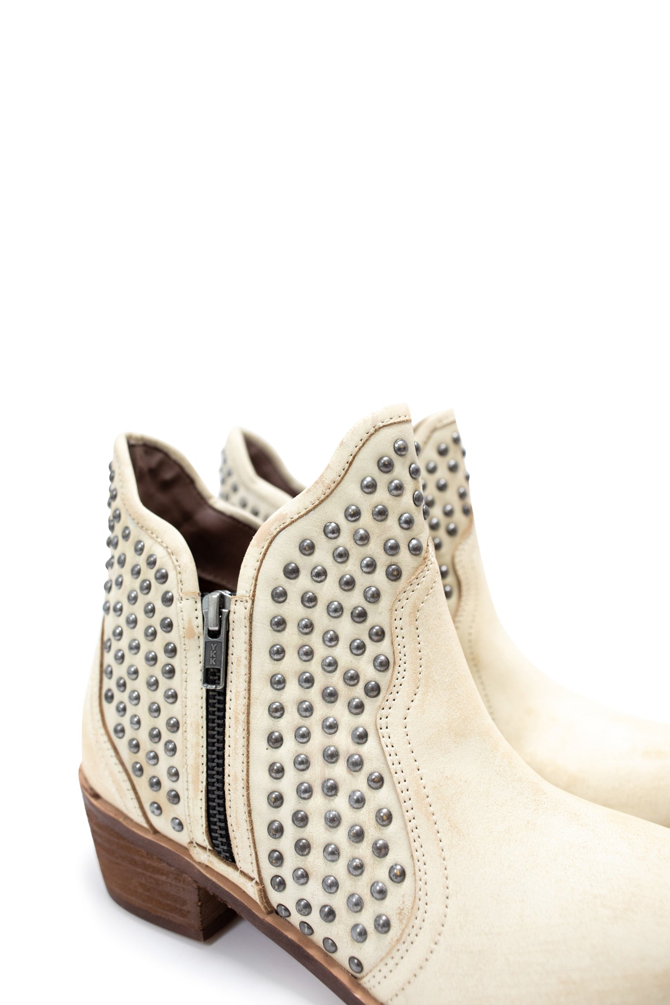 Nailed It White Ankle Boot Studded With Side Zip Closure Naughty Monkey