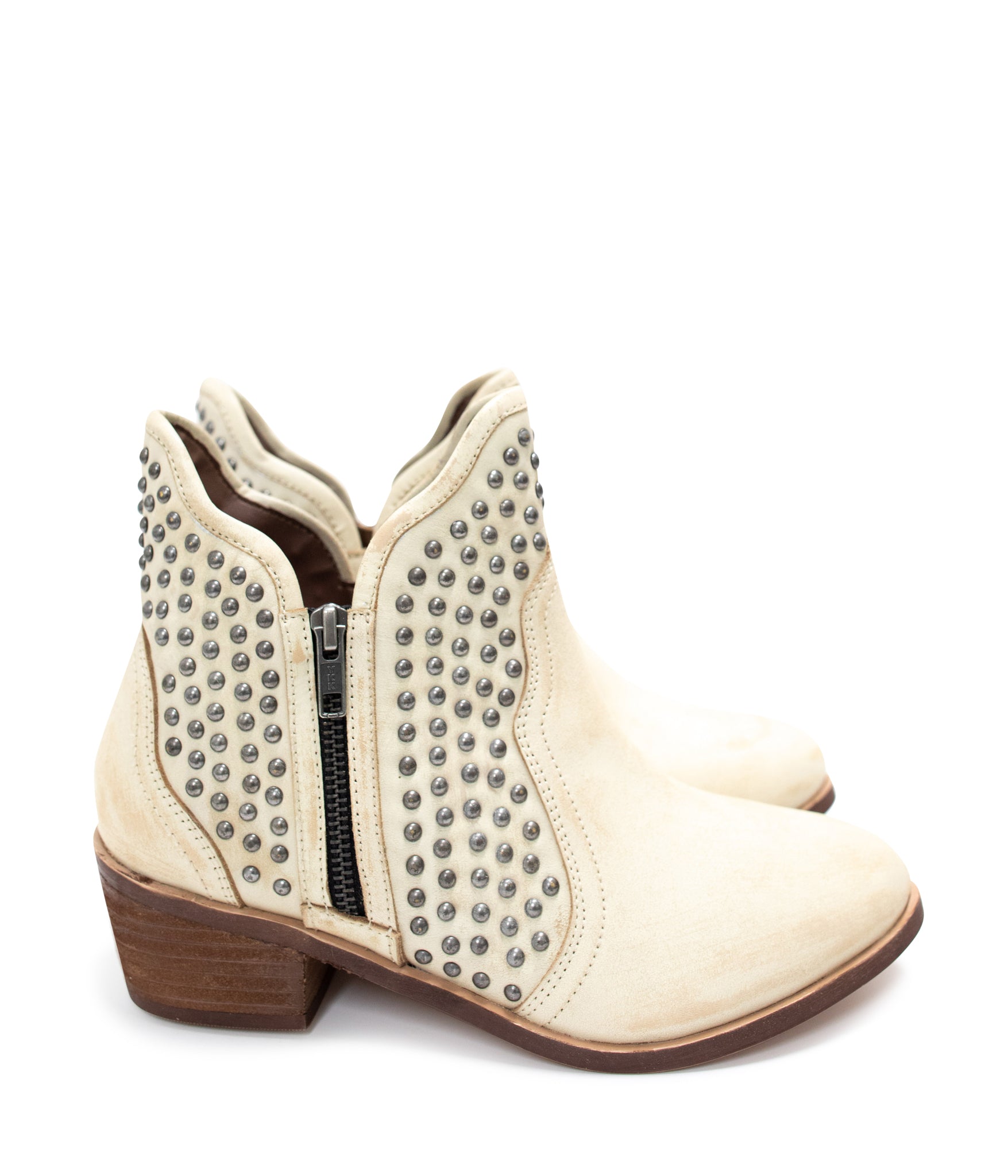 Nailed It White Ankle Boot Studded With Side Zip Closure Naughty Monkey